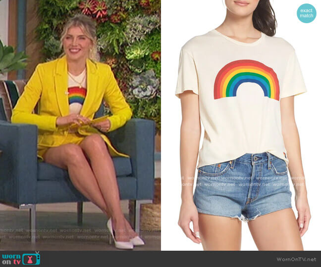 Big Rainbow Graphic Boyfriend Tee by Aviator Nation worn by Amanda Kloots on The Talk