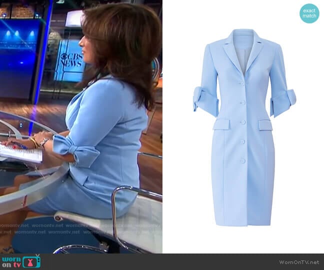 Badgley Mischka Sky Blue Suit Dress worn by Michelle Miller on CBS Mornings