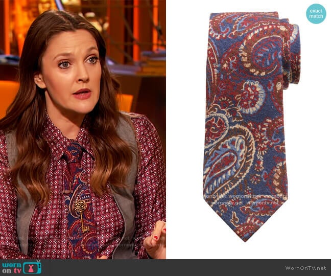 Dre Paisley Wool Tie by Banana Republic worn by Drew Barrymore on The Drew Barrymore Show