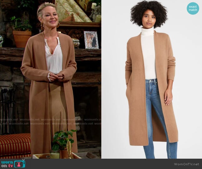 Banana Republic Birdseye Duster Coatigan worn by Sharon Newman (Sharon Case) on The Young and the Restless