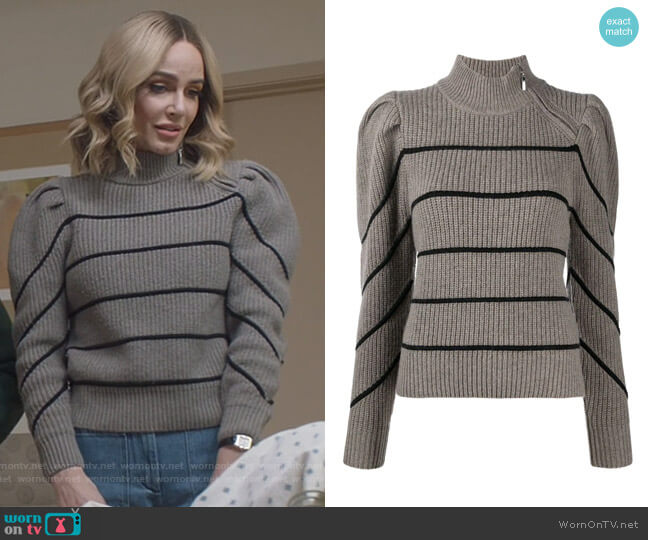 Intarsia-knit Striped Jumper by Ba&sh worn by Laura Baker (Monet Mazur) on All American