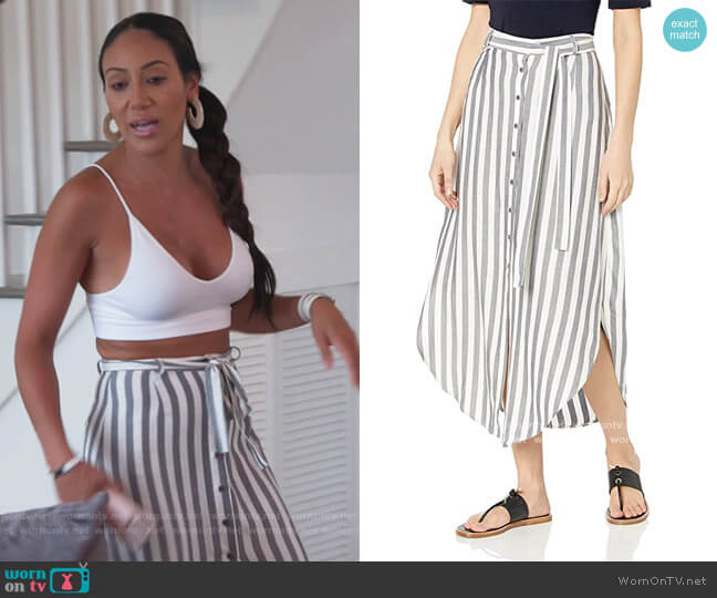 I Like Rayon Midi Skirt by BB Dakota worn by Melissa Gorga on The Real Housewives of New Jersey