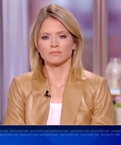 Sara’s brown leather short sleeve jacket on The View