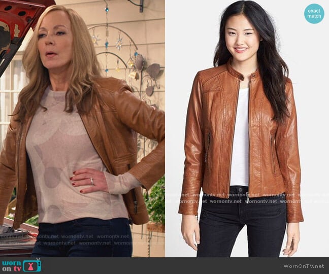 Leather Scuba Jacket by Bernardo worn by Bonnie Plunkett (Allison Janney) on Mom