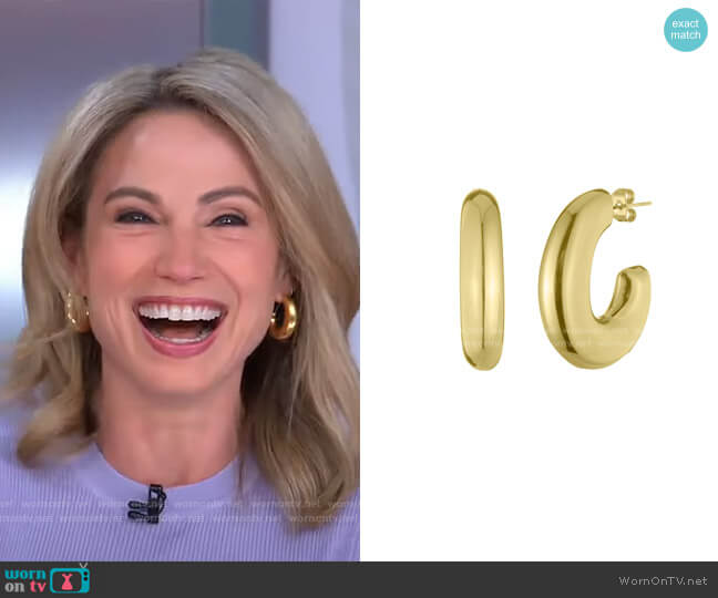 Estelle Chubby Hoop Earrings by Bonheur Jewelry worn by Amy Robach on Good Morning America