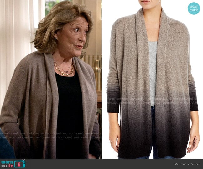 C by Bloomingdales Dip-dye Cashmere Cardigan worn by Norma (Linda Lavin) on B Positive