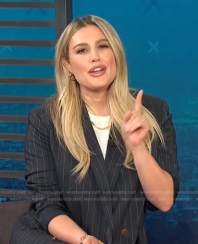 Carissa's pinstripe double breasted blazer on E! News Daily Pop