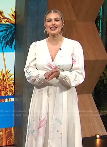 Carissa’s white wrap dress on E! News Daily Pop