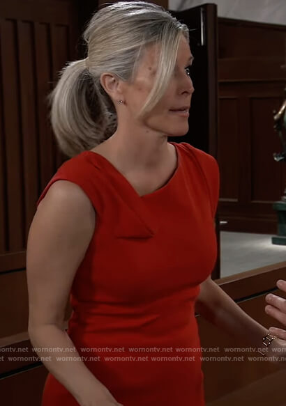 Carly's red sleeveless dress on General Hospital