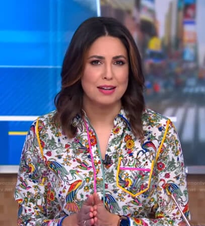 Cecilia’s floral and bird print shirt on Good Morning America