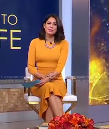 Cecilia’s yellow ribbed knit dress on Good Morning America