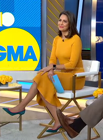 Cecilia's yellow ribbed knit dress on Good Morning America