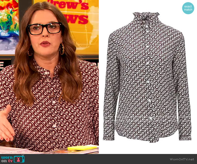 Patterned Shirt by Celine worn by Drew Barrymore on The Drew Barrymore Show