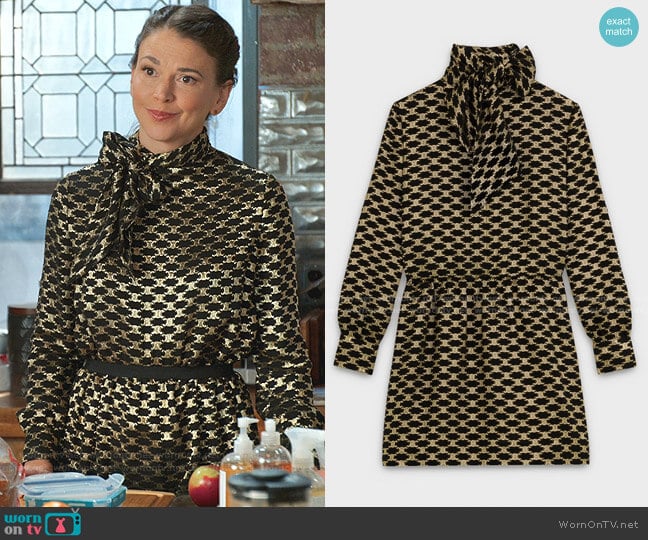 Short Dress with Lavalliere Tie Bow Collar by Celine worn by Liza Miller (Sutton Foster) on Younger