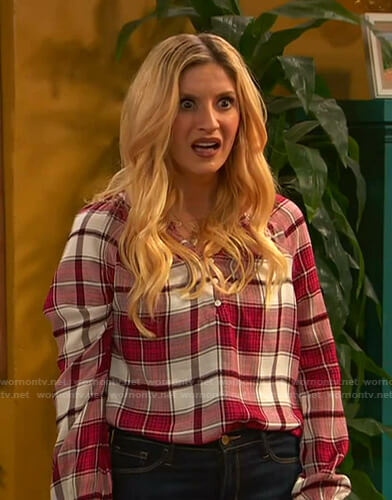 Chelsea's red plaid blouse on Ravens Home