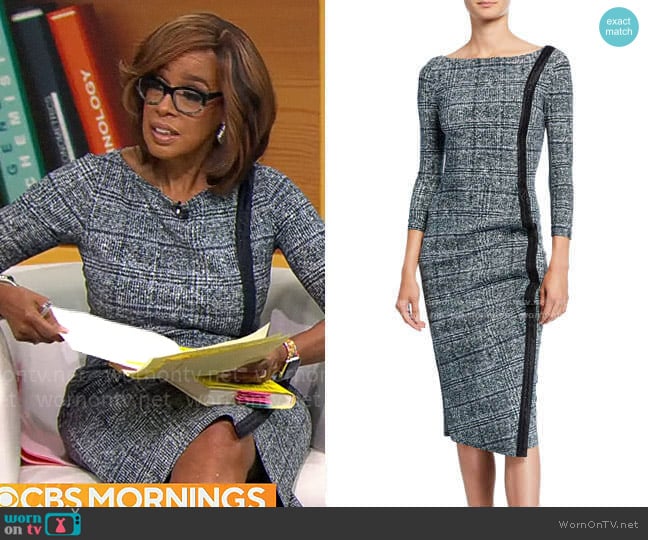 Chiara Boni La Petite Robe Rosmarijn Checked Dress worn by Gayle King on CBS Mornings