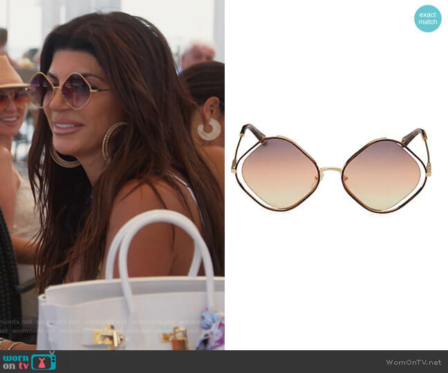 7MM Diamond Sunglasses by Chloe worn by Teresa Giudice on The Real Housewives of New Jersey