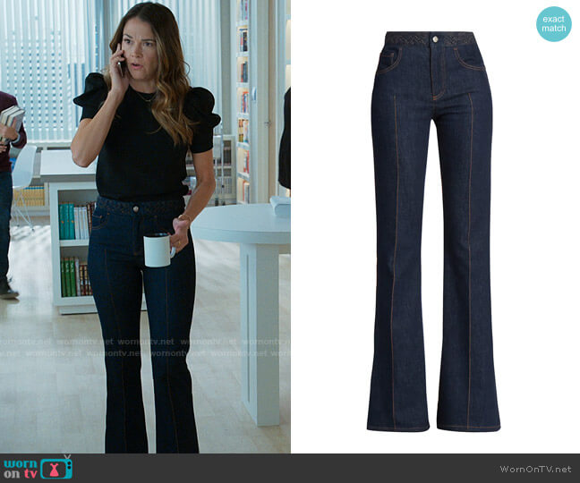 Chloe Braided Waist Flare Jeans worn by Liza Miller (Sutton Foster) on Younger