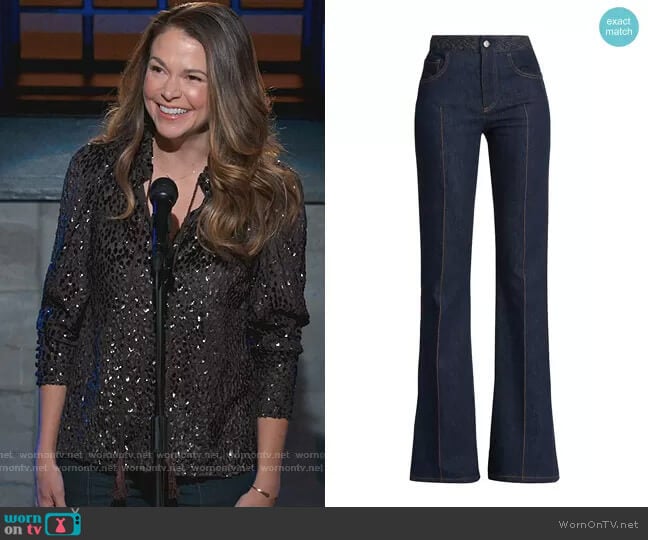 Braided Waist Flare Jeans by Chloe worn by Liza Miller (Sutton Foster) on Younger