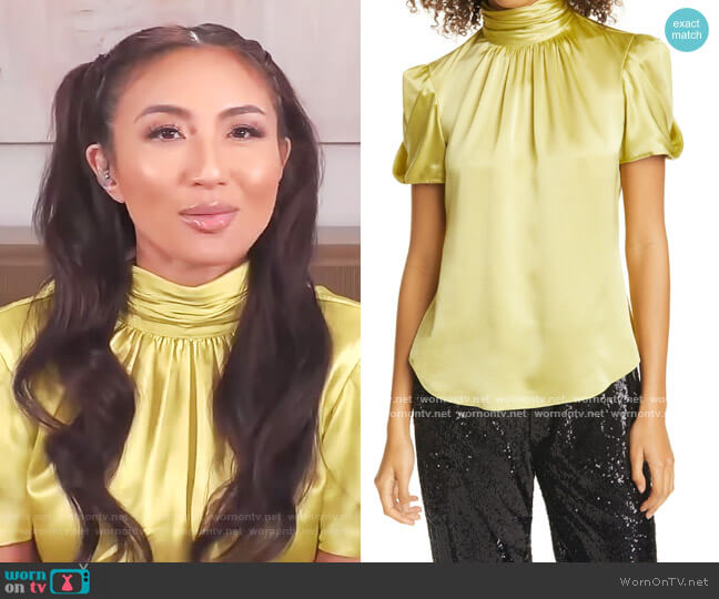 WornOnTV: Jeannie’s yellow satin mock neck top on The Real | Jeannie ...