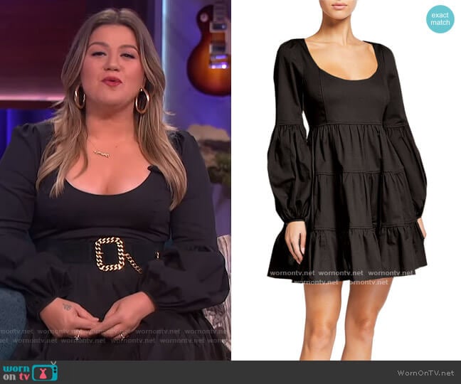 Rose Square-Neck Mini Dress by Cinq a Sept worn by Kelly Clarkson on The Kelly Clarkson Show