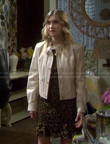 Claire's black and yellow leopard print dress on Days of our Lives