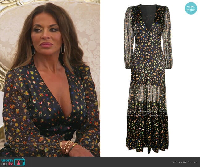 Caroline tiered maxi dress by Cynthia Rowley worn by Dolores Catania on The Real Housewives of New Jersey