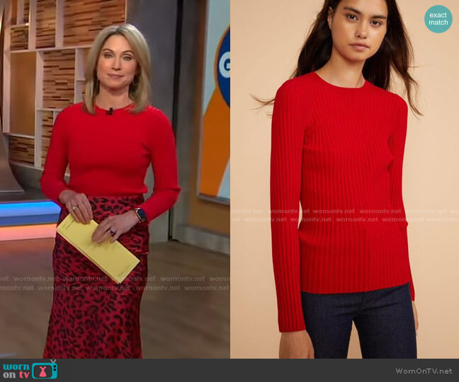 Haven Ribbed Sweater by Cynthia Rowley worn by Amy Robach on Good Morning America
