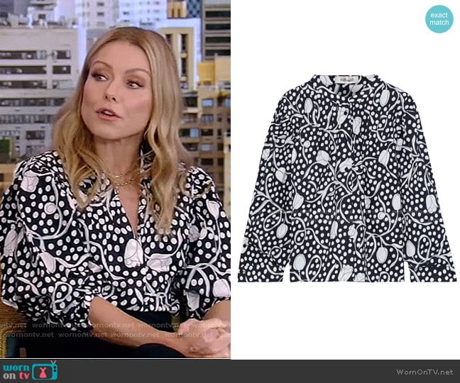 WornOnTV: Kelly’s black floral and polka dot top on Live with Kelly and ...