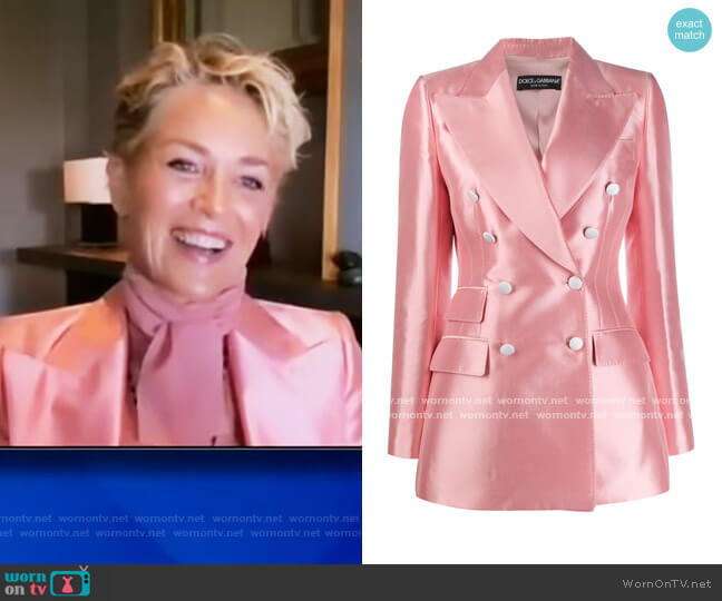 Double Breasted Shantung Blazer by Dolce and Gabbana worn by Sharon Stone on The View