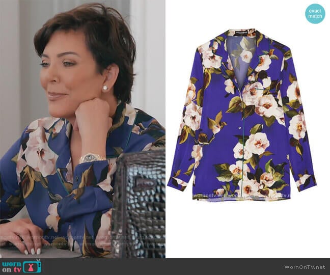 Floral Print Blouse by Dolce & Gabbana worn by Kris Jenner on Keeping Up with the Kardashians