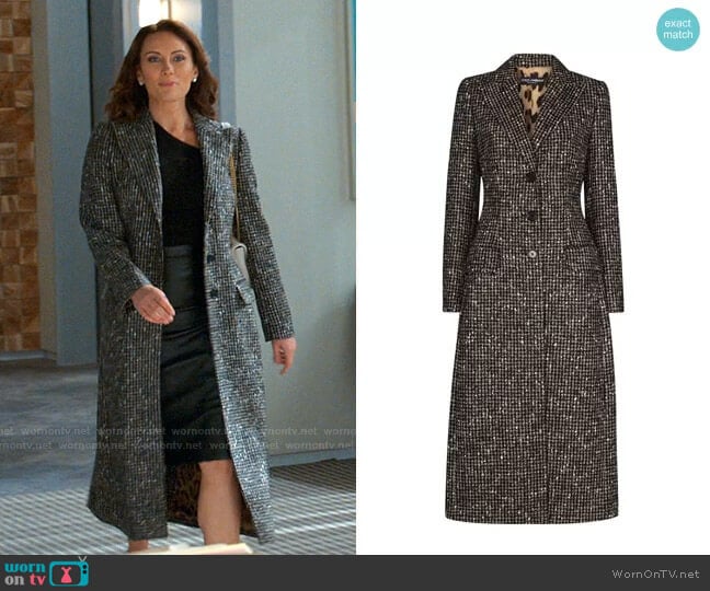 Dolce & Gabbana Single-breasted Houndstooth Coat worn by Quinn (Laura Benanti) on Younger