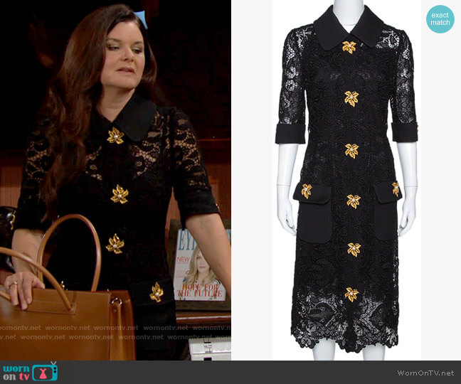 Dolce & Gabbana Floral Lace Leaf Button Embellished Dress worn by Katie Logan (Heather Tom) on The Bold and the Beautiful