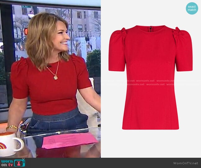 Short-sleeved Cady Fabric Top by Dolce & Gabbana worn by Savannah Guthrie on Today