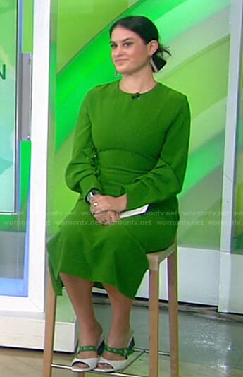 Donna’s green ruched sleeve dress on Today