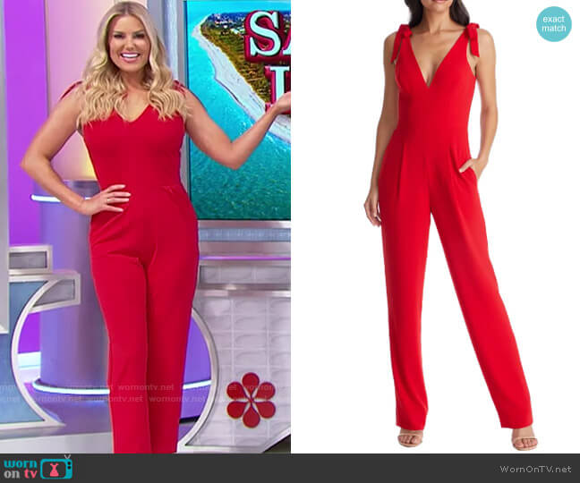 Dress the Population Maira Tie Shoulder Crepe Jumpsuit worn by Rachel Reynolds  on The Price is Right