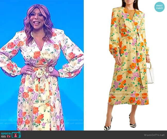 Floral-jacquard midi wrap dress by Dries Van Noten worn by Wendy Williams on The Wendy Williams Show