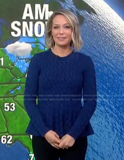 Dylan’s blue cable knit peplum sweater on Today