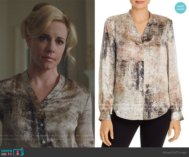 Silk Button-Front Blouse by Eileen Fisher worn by Kelly Anne Van Awken (Molly Burnett) on Queen of the South