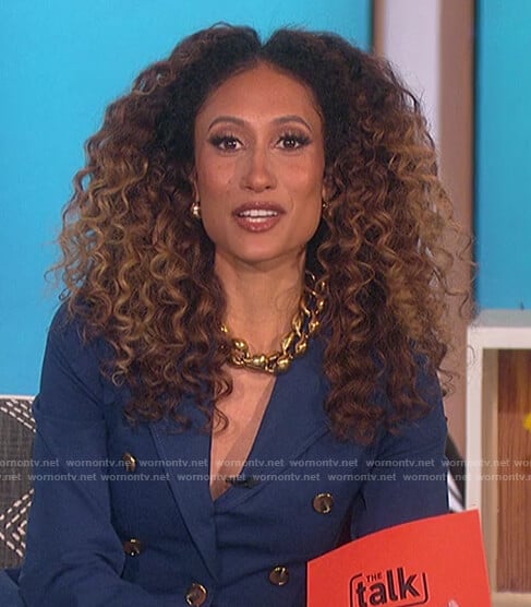 Elaine’s blue double breasted blazer on The Talk