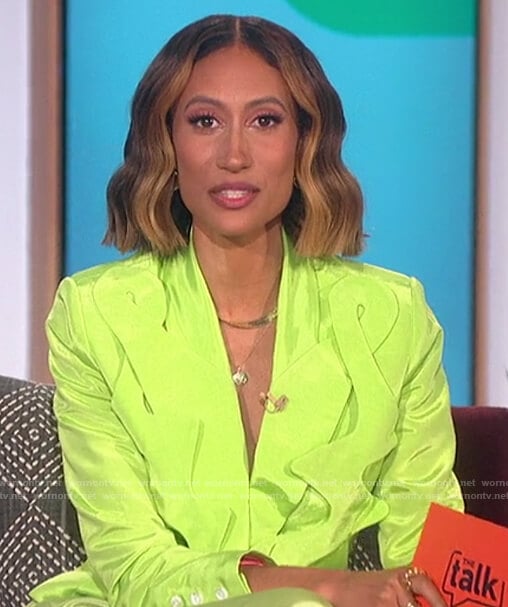 Elaine’s neon squigle blazer on The Talk