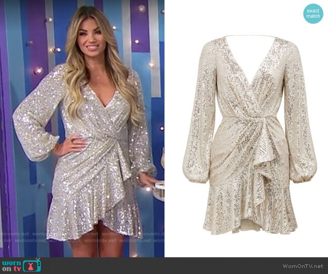 Ever New Flip Sequin Long Sleeve Cocktail Dress worn by Amber Lancaster on The Price is Right