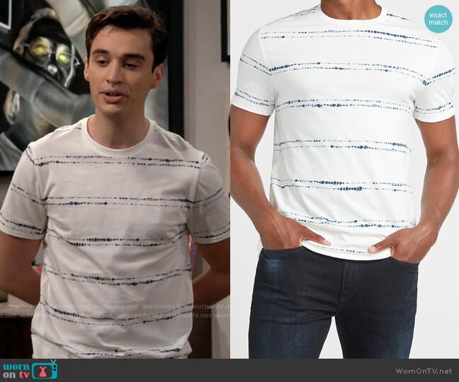 Express Tie-Dye Striped Crew Neck T-Shirt worn by Freddie Raine (Joey Bragg) on Call Your Mother