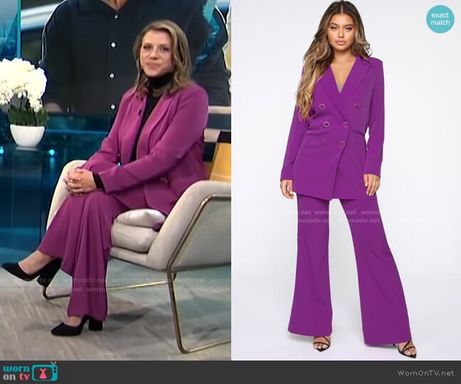 Young CEO Pant Set - Magenta by Fashion Nova worn by Jodie Sweetin on E! News Daily Pop