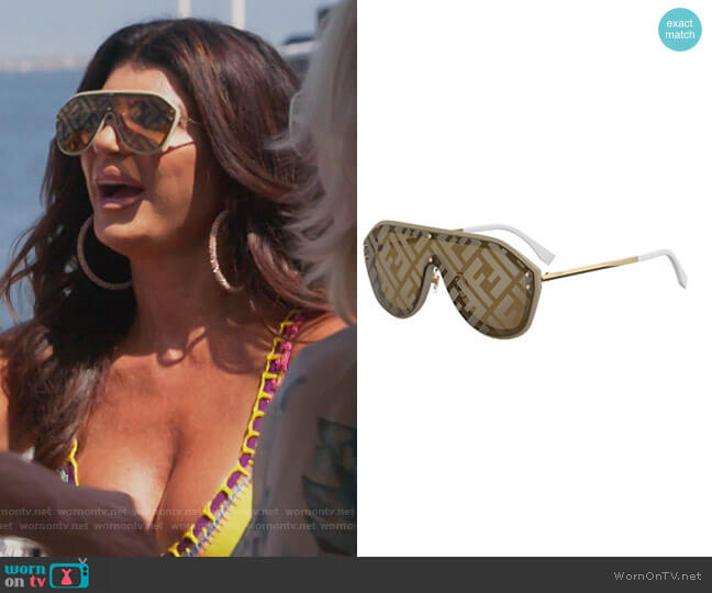 FF Shield Sunglasses by Fendi worn by Teresa Giudice on The Real Housewives of New Jersey