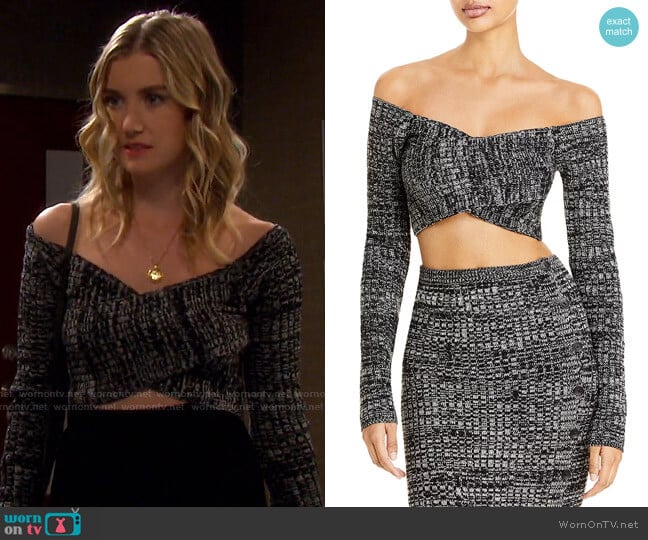 Cropped Off the Shoulder Sweater by Fore worn by Claire Brady (Isabel Durant ) on Days of our Lives