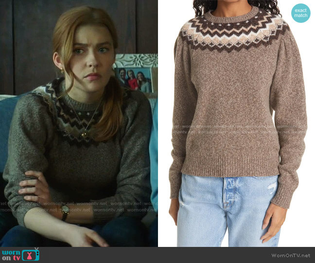 Fair Isle Merino Wool & Cashmere Blend Sweater by Frame worn by Nancy Drew (Kennedy McMann) on Nancy Drew