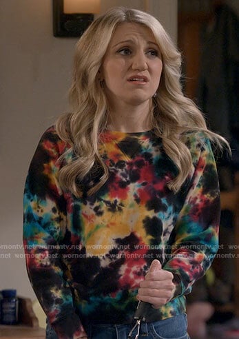 Gina’s tie dye sweatshirt on B Positive