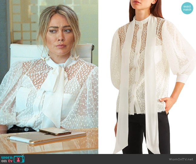 Givenchy Lace Shirt worn by Kelsey Peters (Hilary Duff) on Younger