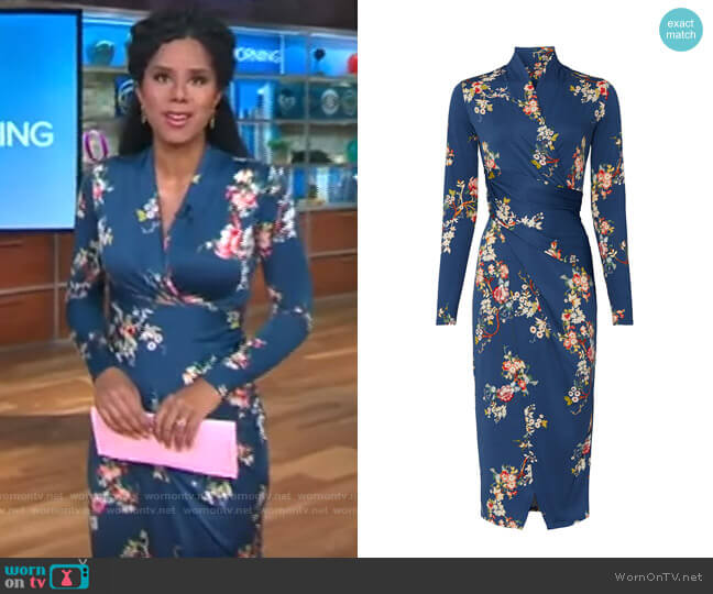 Great Jones Long Sleeve Floral Sheath worn by Adriana Diaz on CBS Mornings